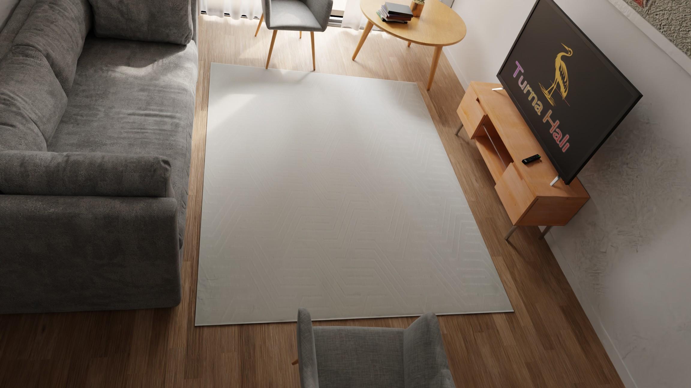 sade İskandinav desenli halı - Yağmurser